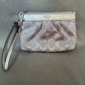 Coach Metallic Silver and Gray Wristlet